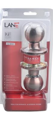 ENTRANCE KNOB SET - KEYED -  ANTIQUE BRASS  - BALA - LANE