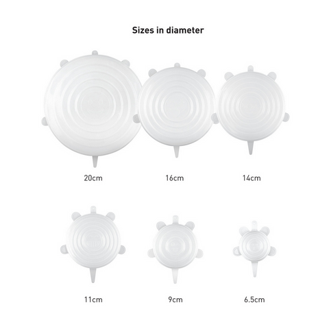 COVERS  - SILICONE FOOD COVERS -  SET OF 6 - MIXED SIZES - AVANTI