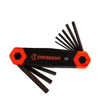 HEX KEY SET  - 9 PIECE FOLDING SAE - CRESCENT