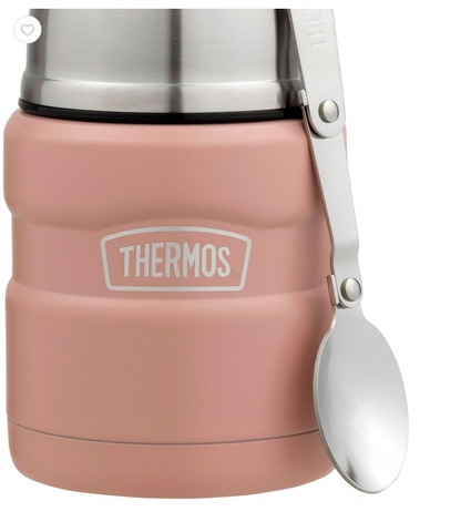THERMOS - 470ML -  ROSE PINK -  STAINLESS STEEL KING VACUUM   FOOD JAR WITH SPOON