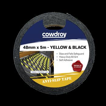 ANTI SLIP SAFETY TAPE - YELLOW & BLACK  -  48mm x 5 metres - COWDROY
