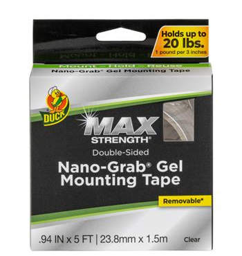 MOUNTING TAPE - GEL DOUBLE SIDED - TRANSPARENT - 24mmx1.5m -  REMOVABLE - DUCK