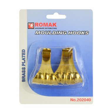 PICTURE RAIL HOOKS - BRASS  PLATED - 4 PACK (