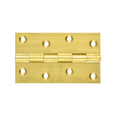 BUTT HINGE - SATIN  BRASS - 101x60x2.2mm - FIXED PIN - 2 PACK