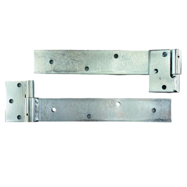 GATE HINGE - LONG STRAP  - RIGHT HAND 16mm PIN - ZP - HEAVY DUTY - 2 PACK