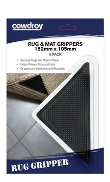 GRIPPERS - RUG & MAT ADHESIVE GRIPPERS - BLACK - 152mm x 105mm  - 4 PACK   - COWDROY