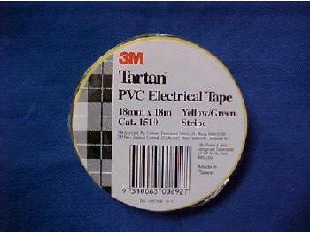 ELECTRICAL TAPE - YELLOW/GREEN- 18mm x 18m - 3M TARTAN