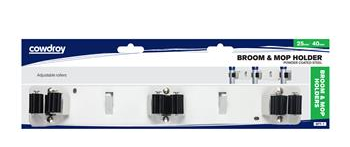 BROOM & MOP TRIPLE HOLDER - 25-40MM - WHITE METAL - COWDROY