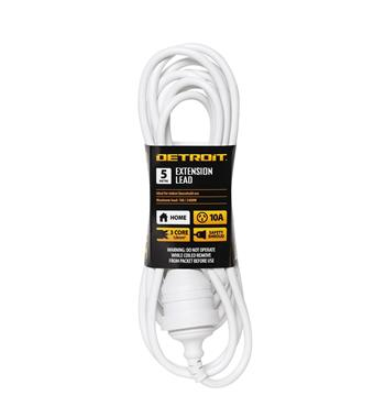 EXTENSION CORD -   5 metre - 10A - WHITE - DETROIT