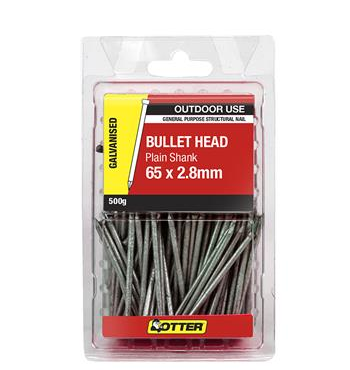NAILS - BULLET HEAD GALVANISED - 65 x 3.75mm - 500G