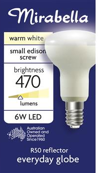 REFLECTOR GLOBE - R50 - 6W - ES - WARM WHITE - LED
