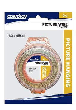 BRASS PICTURE HANGING WIRE -  4 STRAND - 5 METRES - COWDROY - 5 KGS