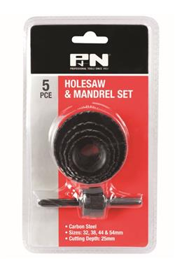 HOLESAW & MANDREL SET - 32-55mm 5 PIECE - P&N