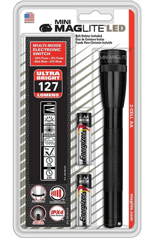MAGLITE TORCH - LED 2 CELL AA BLACK CLAM - WITH HOLSTER