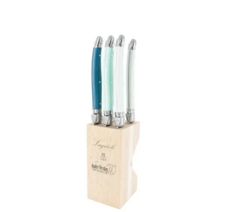 KNIFES - STEAK KNIFE SET - 6 PIECE WITH BLOCK - ST TROPEZ MULTI - VERDIER