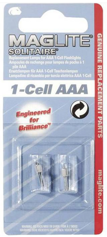 MAGLITE TORCH BULBS - FOR SOLITAIRE 1 CELL AAA TORCH - 2 PACK