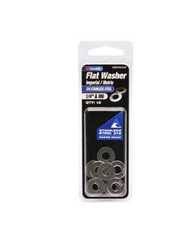 WASHERS - FLAT IMPERIAL/METRIC  - SS316 - M6 & 1/4" - 12 PIECES