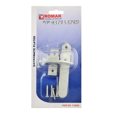 GATE LATCH  - D-PATTERN - GALVANISED