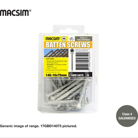 BATTEN SCREWS - TYPE 17 - 14g x 65mm -  BUGLE HEAD -  CLASS 4 GALVANISED - 25 PCS