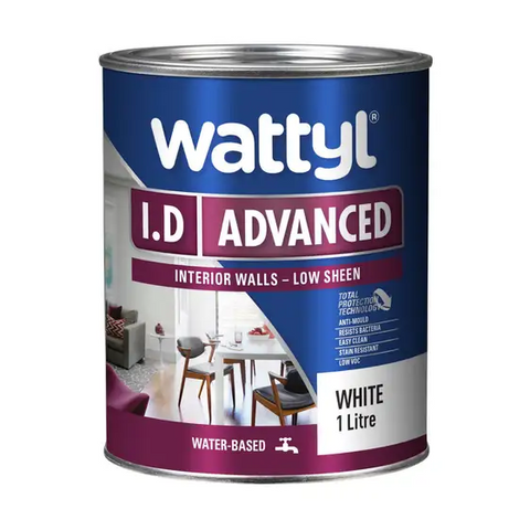 PAINT - WATTYL I.D. ADVANCED INTERIOR LOW LUSTRE  WHITE - 1 LITRE - WATTYL