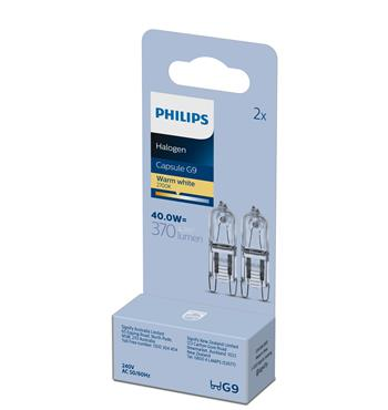 HALOGEN -  G9 -  CLEAR GLOBE -  60W - 2 PACK - PHILIPS