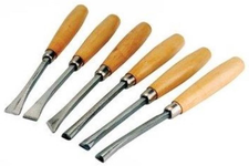WOOD CARVING CHISEL SET - 6 PIECE -WOOD HANDLES -  LIGHTWEIGHT