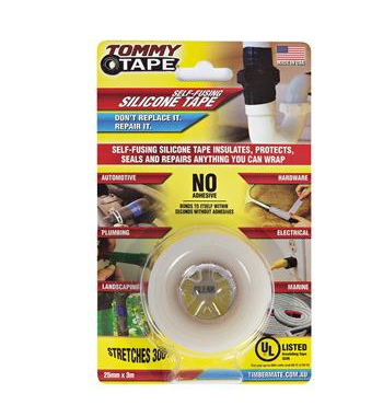 SELF-FUSING SILICONE RUBBER TOMMY TAPE - CLEAR - 25mm x 3m