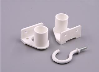 CURTAIN BRACKET -  MUSLIN - WHITE - WITH HOOK - 2 PACK