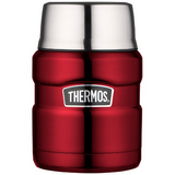 THERMOS - 470ml -  STAINLESS STEEL KING VACUUM FOOD JAR - RED - WITH SPOON
