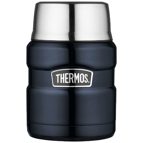 THERMOS - 470ml -  STAINLESS STEEL KING VACUUM FOOD JAR - MIDNIGHT BLUE - WITH SPOON