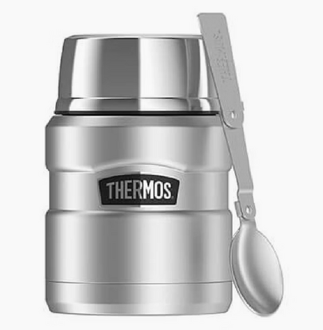 THERMOS - 470ml -  STAINLESS STEEL KING VACUUM FOOD JAR - S/S - WITH SPOON