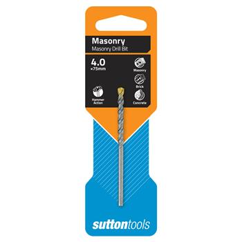 CONCRETE/MASONRY -  4 x 75mm DRILL BIT - SUTTONS