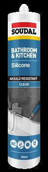 BATHROOM & KITCHEN SILICONE - CLEAR -  300ML - SOUDAL