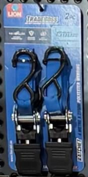 RATCHET TIE DOWN WITH S HOOK - 25mm x 4.5m - 2 PIECE - 300kg