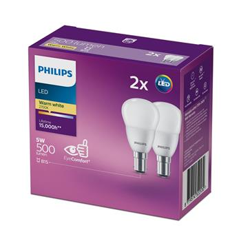 GLOBE - LED - 500 LUMENS - 5W - SBC - FANCY ROUND  - 2 PACK