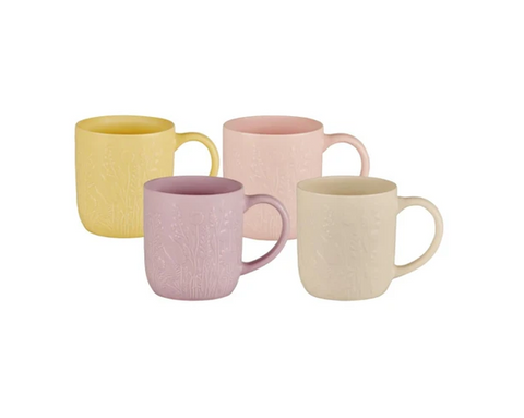 MUG SET - BARREL 4 PIECE - EMBOSSED - BUNDANOON
