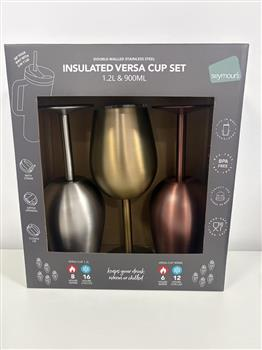 WINE TUMBLER - STAINLESS STEEL 3 PKT - BPA FREE INSULATED - 250ml - ANODISED