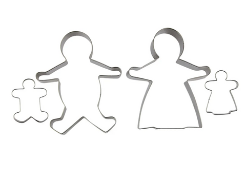 GINGERBREAD FAMILY COOKIE  CUTTERS - STAINLESS STEEL  - 4 PIECE - AVANTI