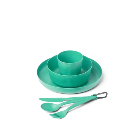 CAMP DINNERWARE SET  - 6 PIECE -  with MESH SACK - LIGHT GREEN -  SEA TO SUMMIT