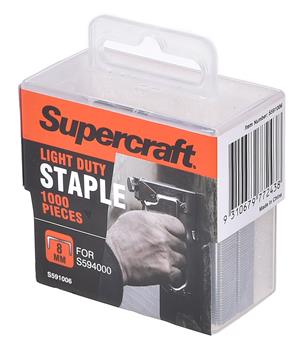 STAPLES -  8mm  -   BOX OF 1000 - LIGHT DUTY  - SUPERCRAFT