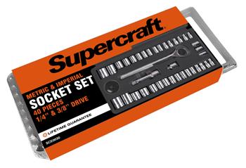 SOCKET SET - 40 PIECE - 1/4  & 3/8 DRIVE - AF/METRIC - SUPERCRAFT