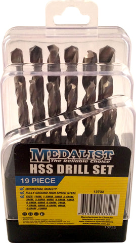 DRILL SET - 19 PIECE METRIC HSS  - 1 to  10mm