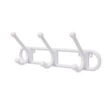 HOOK - TRIPLE HAT & COAT HOOK - PLASTIC - WHITE