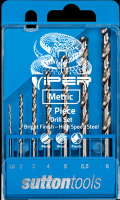 DRILL SET - 7 PIECE VIPER METRIC HSS - 1.5 to 6mm - SUTTON TOOLS
