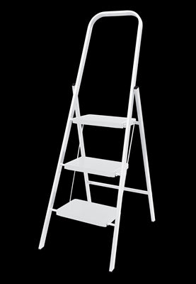 LADDER  - 3 STEP - STEEL - WHITE - RATED TO 100KG