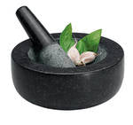 MORTAR & PESTLE -  20CM LOW PROFILE BLACK  - AVANTI