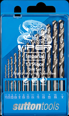 DRILL SET - 13 PIECE VIPER IMPERIAL  HSS - 1/16" to 1/4" - SUTTON TOOLS
