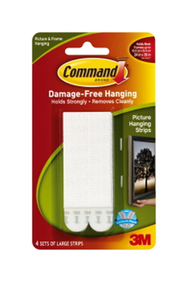 PICTURE HANGER STRIPS - LARGE WHITE  - 4 PACK - COMMAND