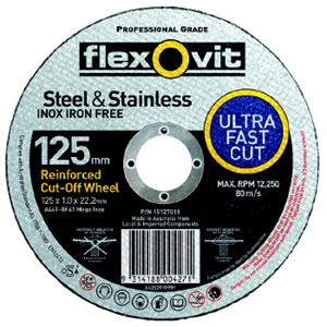CUT OFF WHEEL - ULTRA THIN -   125 x 1 x 22mm - STEEL & STAINLESS