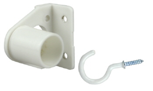 CURTAIN BRACKET -  MUSLIN - WHITE - WITH HOOK - 2 PACK